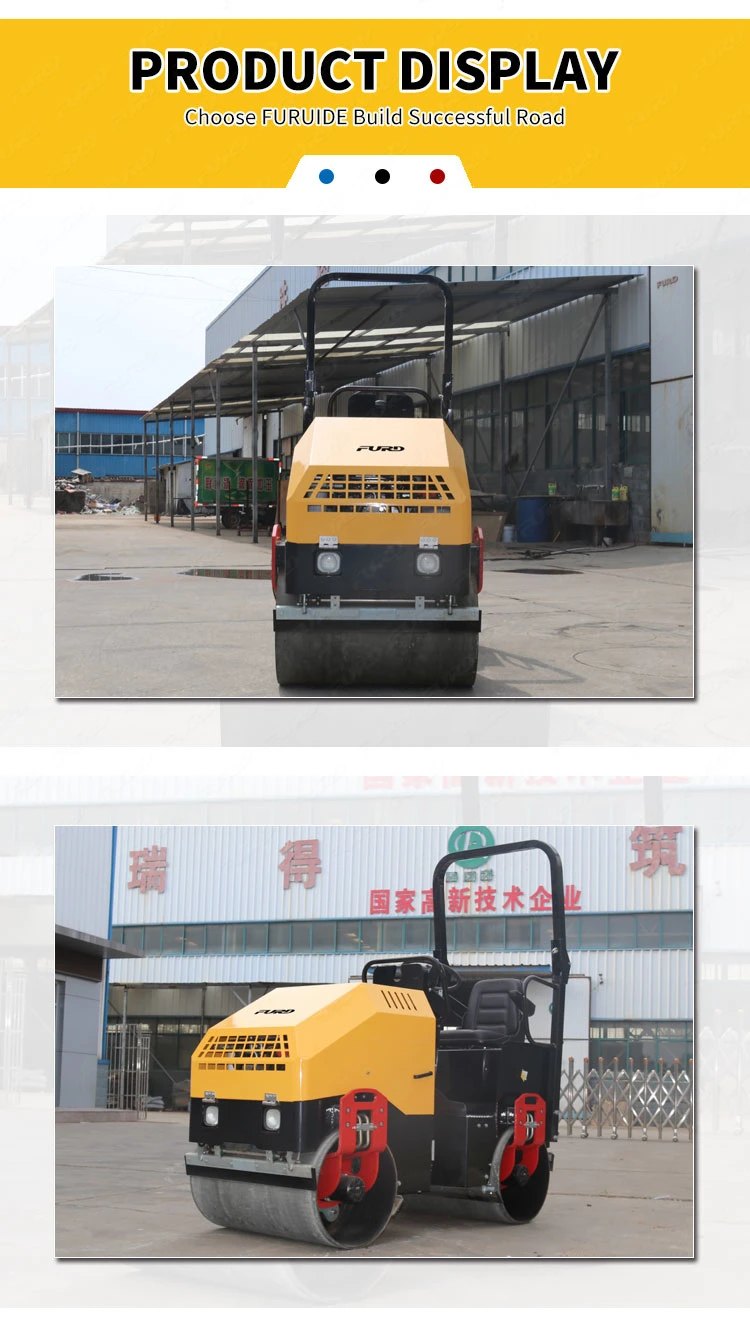 1500kg Road Roller Gasoline Engine with EPA Double Drums Compactor